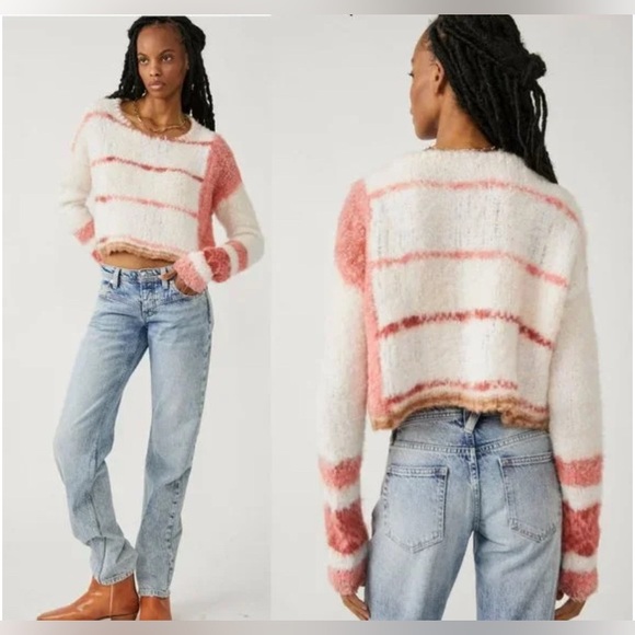 Free People Sweaters - NWT Free People Emerson sweater cropped stripes granola girl preppy size XS, S